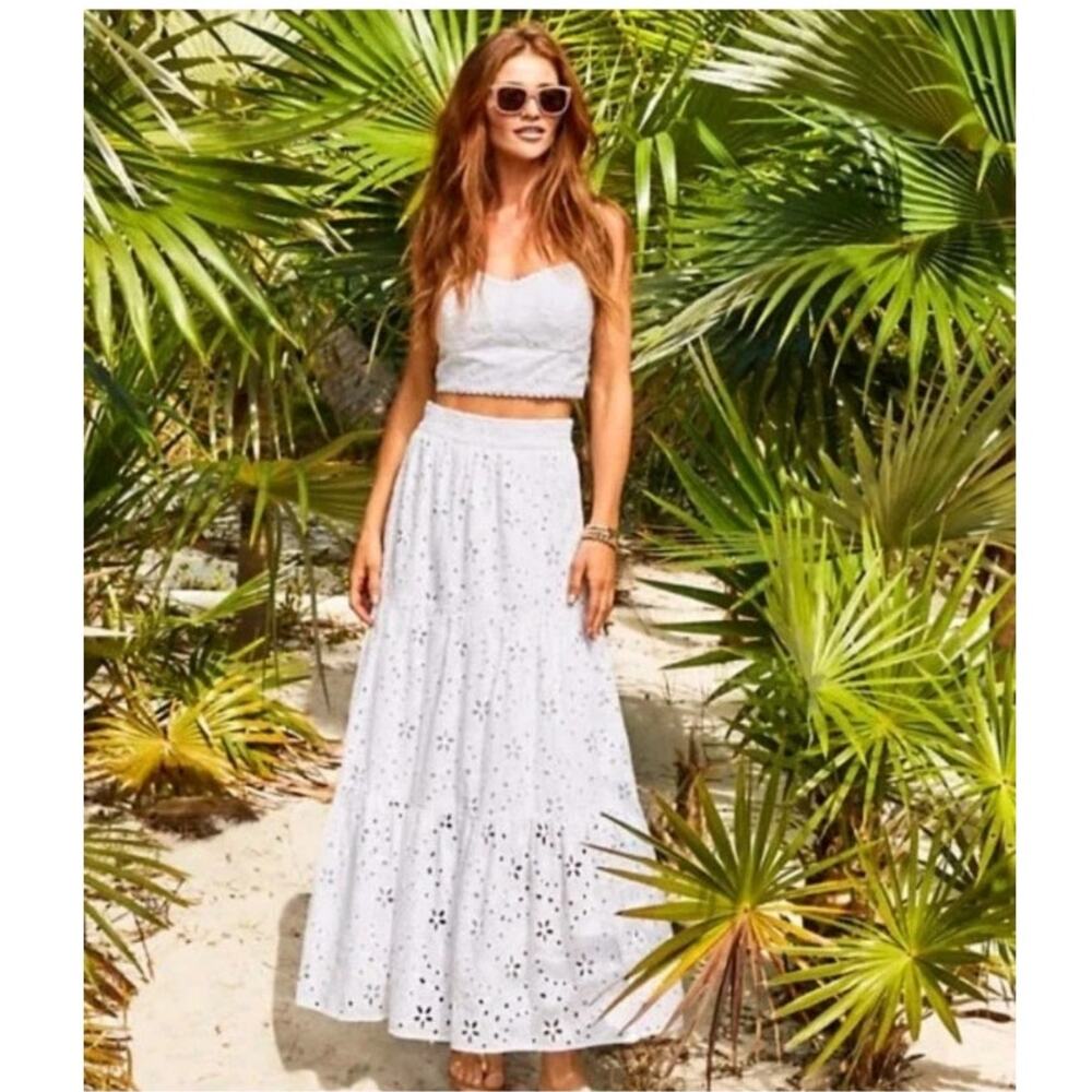 Lilly Pulitzer NWT-Winslow Eyelet Maxi Skirt-Resort White Sealife Eyelet Size 16